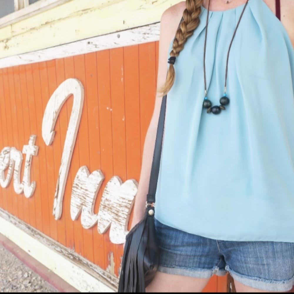 Women's Blue Sleeveless Top